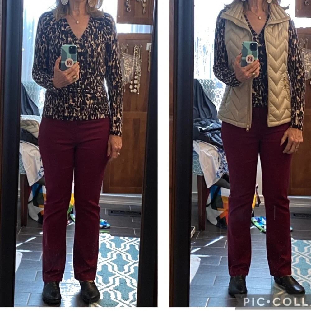 St John’s Bay straight leg Jean burgundy wine Size 10 petite - Picture 13 of 16